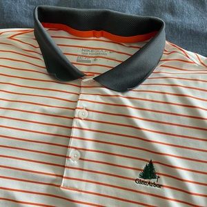 GlenArbor Golf Club ~ Nike Golf Dri-Fit - Orange White Stripe - Performance Tech